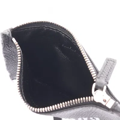 Balenciaga Black Leather Coin Purse/coin Case In Black