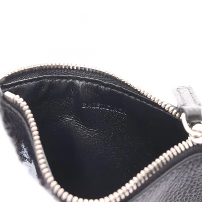 Balenciaga Black Leather Coin Purse/coin Case In Black