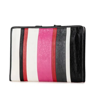Pre-owned Balenciaga Black Multi-color Pink Leather Clutch Bag () In Black, Multi-color, Pink