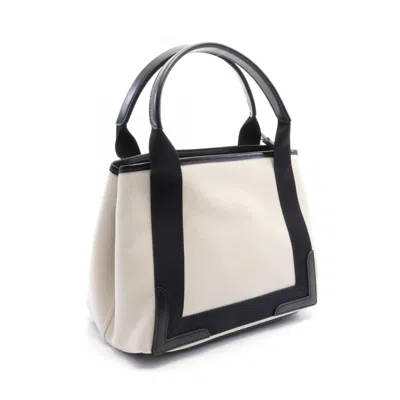 Balenciaga Black Ivory Canvas Leather Tote Bag In Black, White