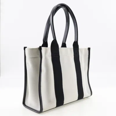 Pre-owned Balenciaga Black White Canvas Pouch Tote Bag () In Black, White