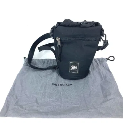 Pre-owned Balenciaga Black White Nylon Leather Pochette Shoulder Bag () In Black, White