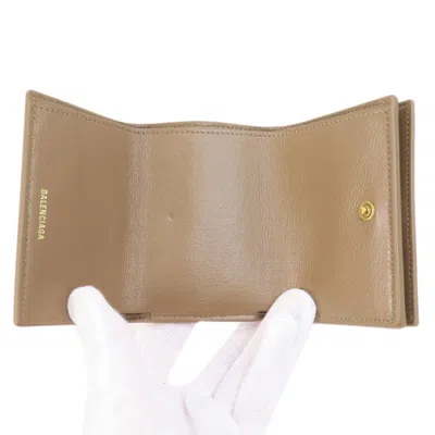 Pre-owned Balenciaga Brown Leather Wallet (tri-fold) ()