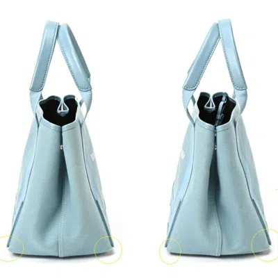 Pre-owned Balenciaga Light Blue Canvas Leather Tote Bag ()
