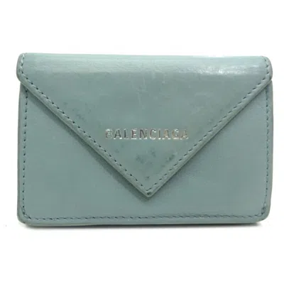 Pre-owned Balenciaga Light Blue Leather Wallet (tri-fold) ()