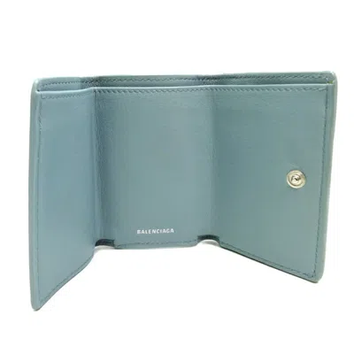 Pre-owned Balenciaga Light Blue Leather Wallet (tri-fold) ()