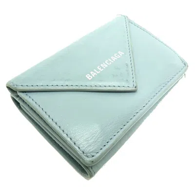 Pre-owned Balenciaga Light Blue Leather Wallet (tri-fold) ()