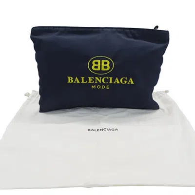 Pre-owned Balenciaga Navy Yellow Nylon Clutch Bag Pouch () In Navy, Yellow