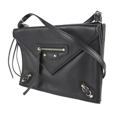 Pre-owned Balenciaga Paper Black Leather Handbag Shopping Bag Shoulder Bag ()