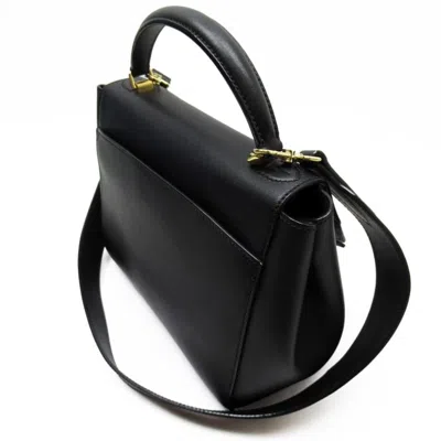 Pre-owned Bally Black Gold Yellow Leather Handbag Shoulder Bag () In Black, Gold, Yellow