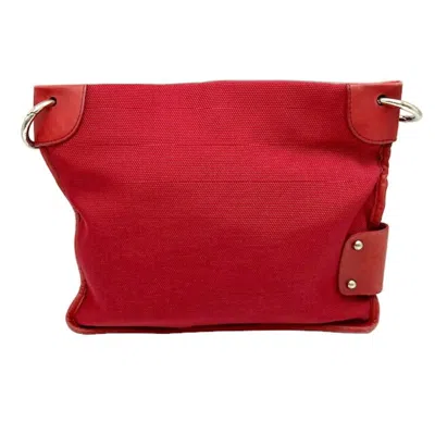 Pre-owned Bally Red Color Nylon Canvas Shoulder Bag ()