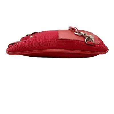 Pre-owned Bally Red Color Nylon Canvas Shoulder Bag ()