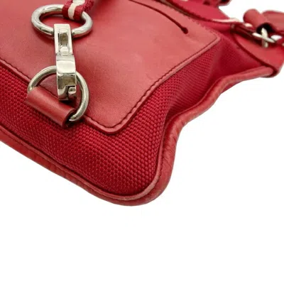 Pre-owned Bally Red Color Nylon Canvas Shoulder Bag ()