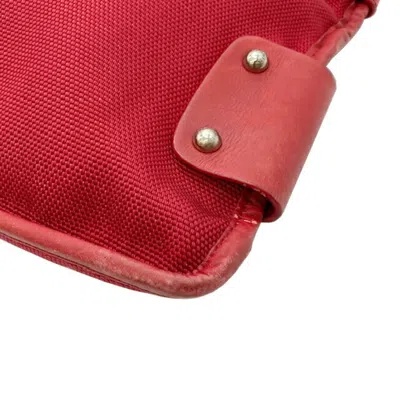 Pre-owned Bally Red Color Nylon Canvas Shoulder Bag ()