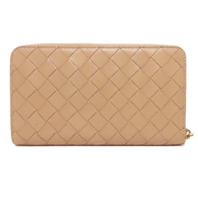 Pre-owned Bottega Veneta Beige Leather Long Wallet (bi-fold) ()