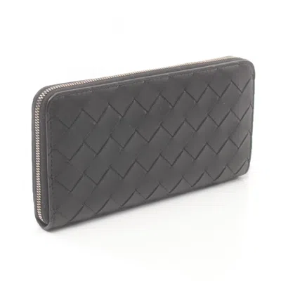 Bottega Veneta Black Leather Long Wallet (bi-fold) In Black
