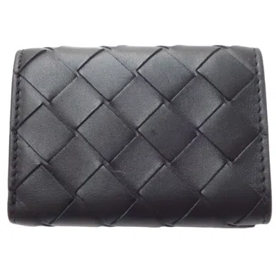 Pre-owned Bottega Veneta Black Leather Wallet (tri-fold) ()