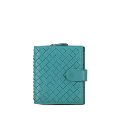 Pre-owned Bottega Veneta Blue Green Leather Wallet (bi-fold) ()