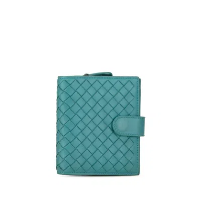 Pre-owned Bottega Veneta Blue Green Leather Wallet (bi-fold) ()