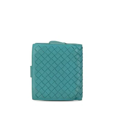 Pre-owned Bottega Veneta Blue Green Leather Wallet (bi-fold) ()