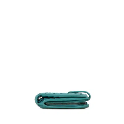 Pre-owned Bottega Veneta Blue Green Leather Wallet (bi-fold) ()