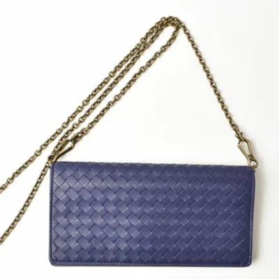 Pre-owned Bottega Veneta Blue Purple Chain/shoulder Wallet () In Blue, Purple