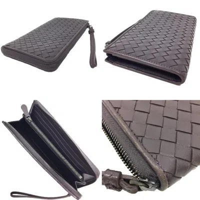 Pre-owned Bottega Veneta Brown Leather Long Wallet (bi-fold) ()