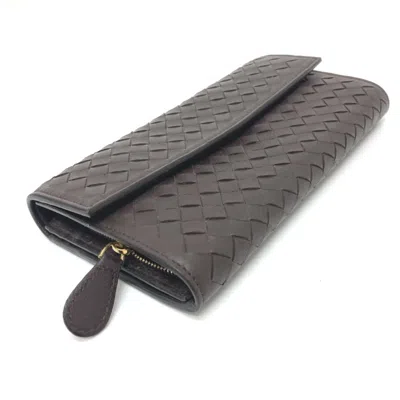Pre-owned Bottega Veneta Brown Leather Long Wallet (bi-fold) ()