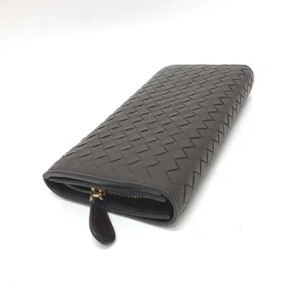 Pre-owned Bottega Veneta Brown Leather Long Wallet (bi-fold) ()