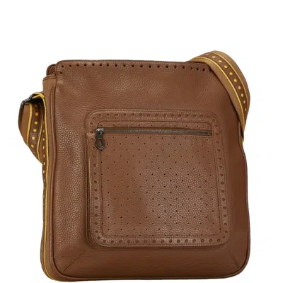Pre-owned Bottega Veneta Brown Leather Pochette Pouch Shoulder Bag ()