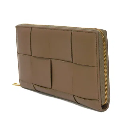 Pre-owned Bottega Veneta Gray Leather Long Wallet (bi-fold) ()