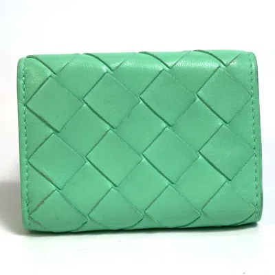 Pre-owned Bottega Veneta Green Leather Wallet (tri-fold) ()