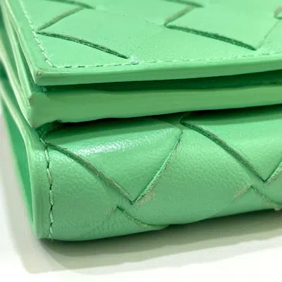 Pre-owned Bottega Veneta Green Leather Wallet (tri-fold) ()