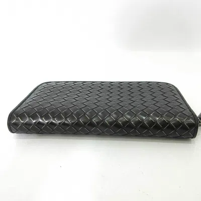 Pre-owned Bottega Veneta Intrecciato Black Leather Long Wallet (bi-fold) ()