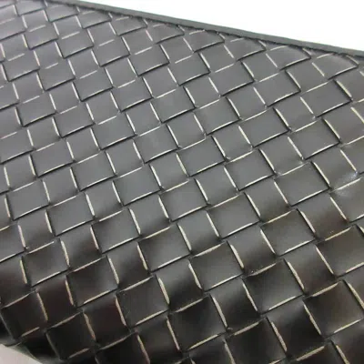 Pre-owned Bottega Veneta Intrecciato Black Leather Long Wallet (bi-fold) ()