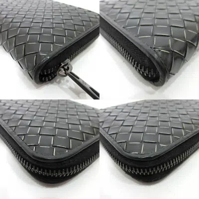 Pre-owned Bottega Veneta Intrecciato Black Leather Long Wallet (bi-fold) ()