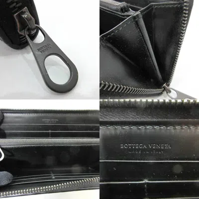 Pre-owned Bottega Veneta Intrecciato Black Leather Long Wallet (bi-fold) ()