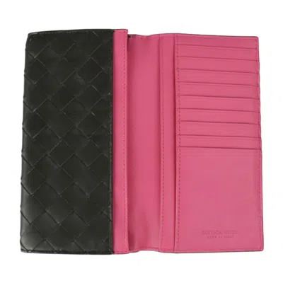 Pre-owned Bottega Veneta Intrecciato Black Pink Intrecciato Wallet (bi-fold) () In Black, Pink