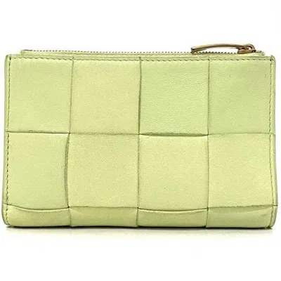 Pre-owned Bottega Veneta Intrecciato Light Green Yellow Intrecciato Wallet (bi-fold) () In Light Green, Yellow