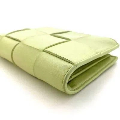 Pre-owned Bottega Veneta Intrecciato Light Green Yellow Intrecciato Wallet (bi-fold) () In Light Green, Yellow