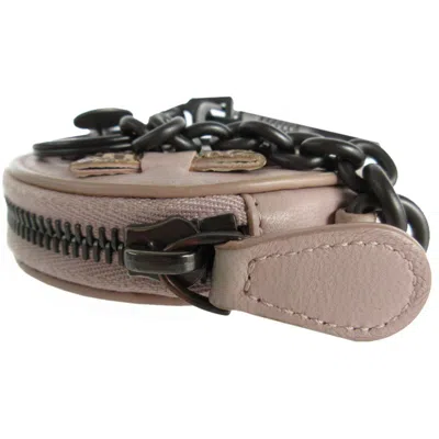 Pre-owned Bottega Veneta Intrecciato Pink Beige Leather Metal Coin Purse/coin Case ()
