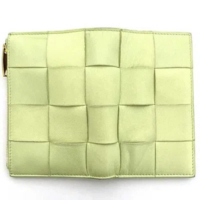 Pre-owned Bottega Veneta Intrecciato Light Green Yellow Intrecciato Wallet (bi-fold) () In Light Green, Yellow