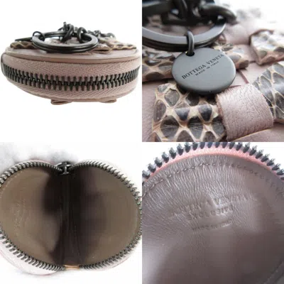 Pre-owned Bottega Veneta Intrecciato Pink Beige Leather Metal Coin Purse/coin Case ()