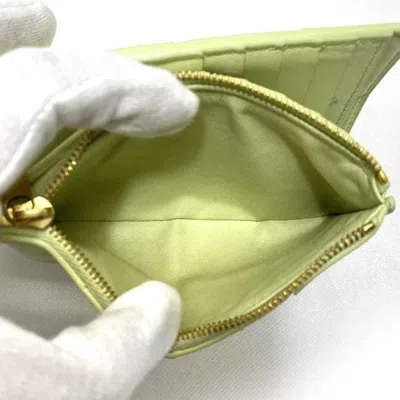 Pre-owned Bottega Veneta Intrecciato Light Green Yellow Intrecciato Wallet (bi-fold) () In Light Green, Yellow