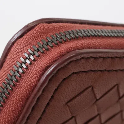 Pre-owned Bottega Veneta Intrecciato Red Color Intrecciato Long Wallet (bi-fold) ()