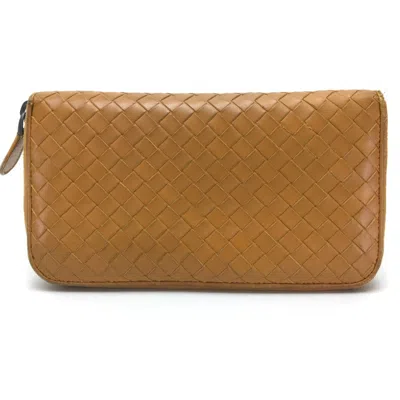 Pre-owned Bottega Veneta Orange Leather Long Wallet (bi-fold) ()