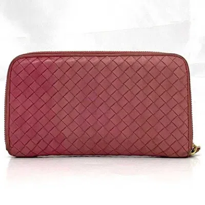 Pre-owned Bottega Veneta Pink Leather Long Wallet (bi-fold) ()