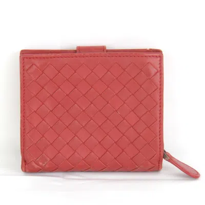 Pre-owned Bottega Veneta Red Color Leather Wallet (bi-fold) ()