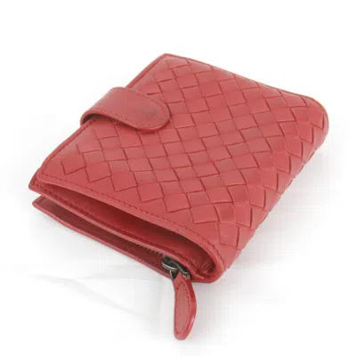 Pre-owned Bottega Veneta Red Color Leather Wallet (bi-fold) ()