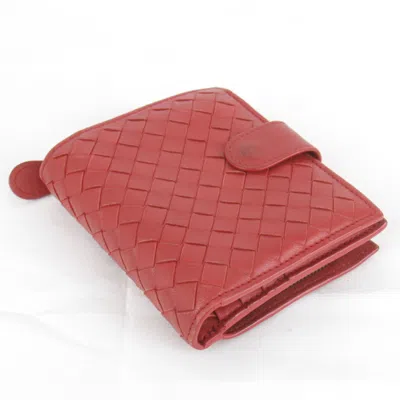 Pre-owned Bottega Veneta Red Color Leather Wallet (bi-fold) ()